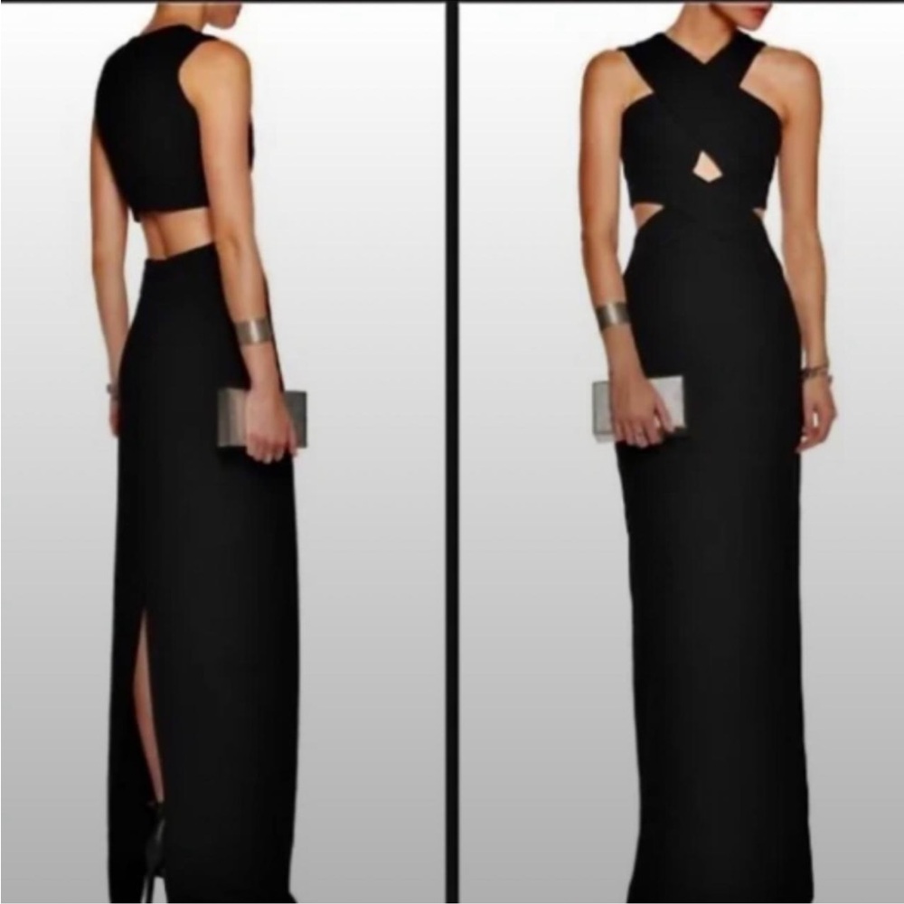 NWT Solace London Open Back Keyhole Black Maxi Dress